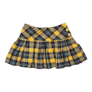 Vintage Yellow Plaid Pleated Ultra Mini Skirt y2k